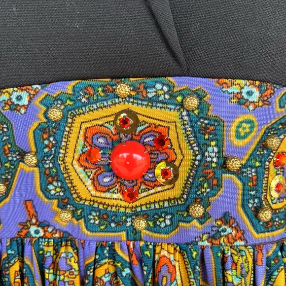 Vintage black and orange formal maxi dress size Mediuim - Picture 6 of 9